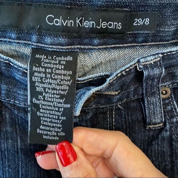 Calvin Klein Sz 29/8 Blue Classic Design Faded Straight Designer Jeans - Picture 5 of 6